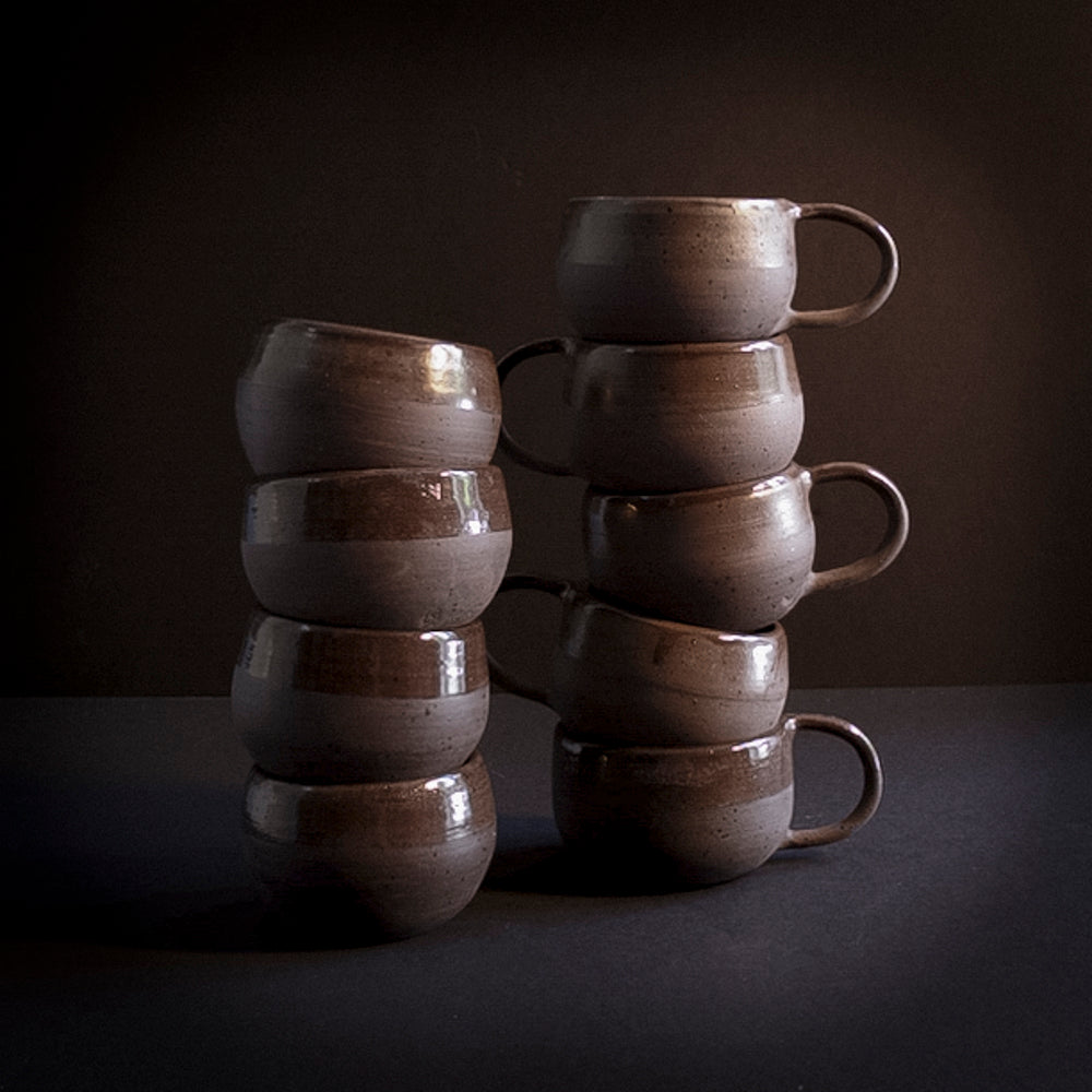 Black tea / coffee bowls with ear