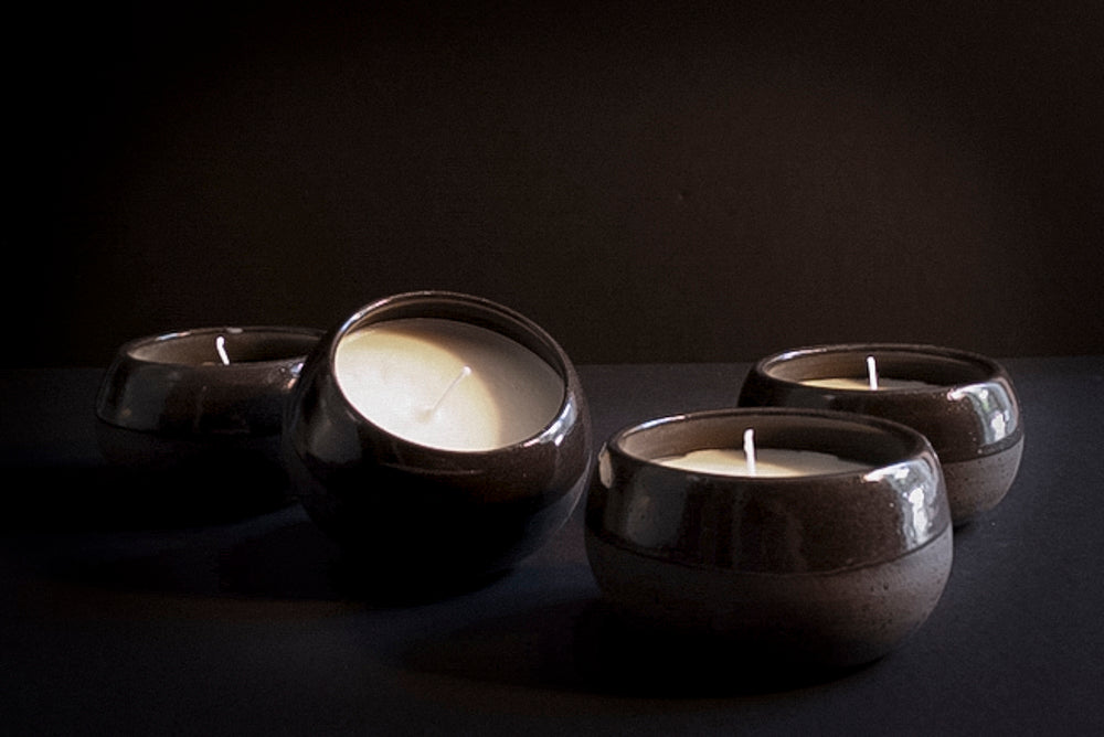 Black ceramic candle