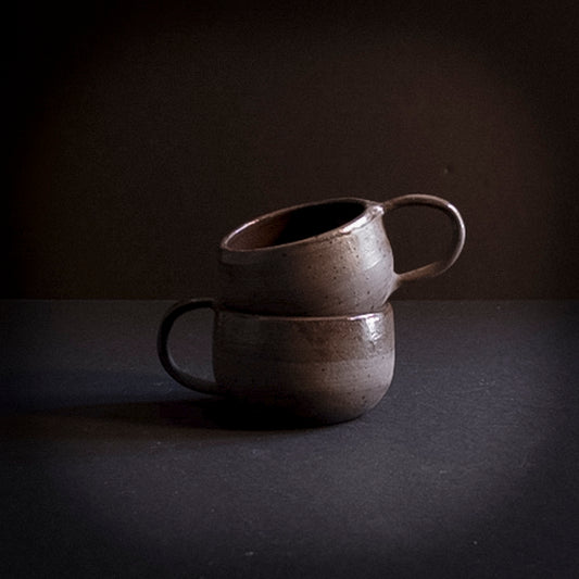 Black tea / coffee bowls with ear