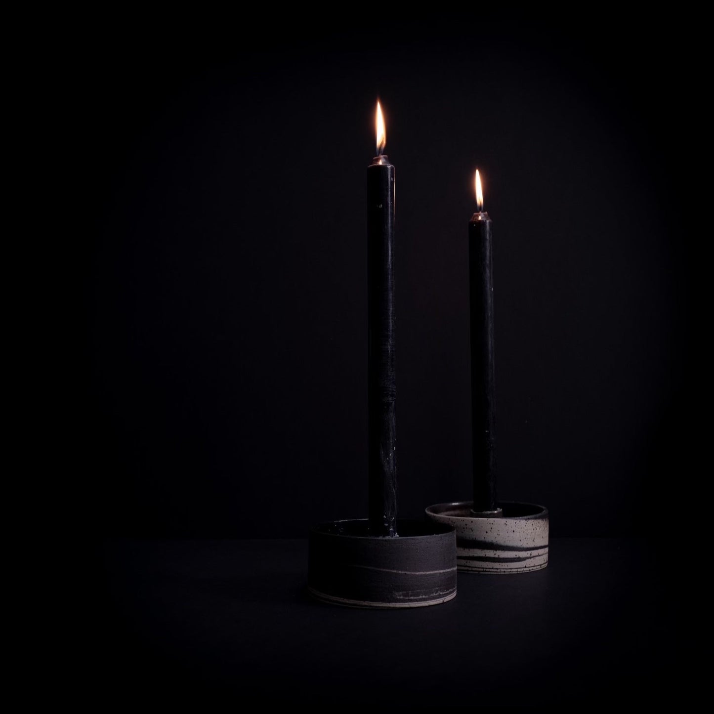 Black and white candle-holder