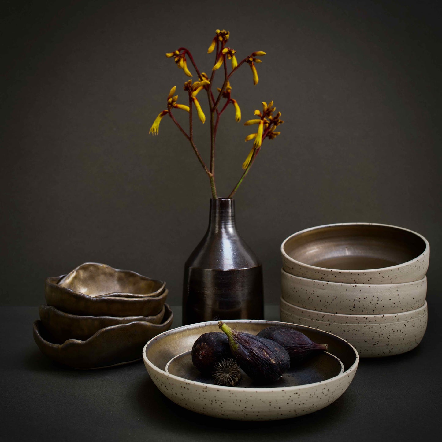 Bronze organic shaped bowls